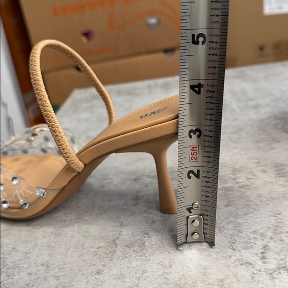 Zara Tan and Cream Heels with Studded Detailing - Picture 6 of 7